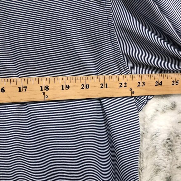 F&G Tech Mens XL Polo Shirt Golf Blue Stripe Stretch Spandex Lightweight - Picture 8 of 9